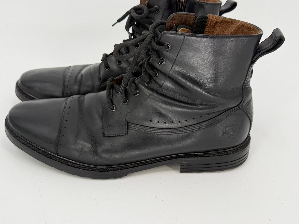 Timberland Men's Black Leather Cap Toe Lace Up Chukka Ankle Boots Size US 10